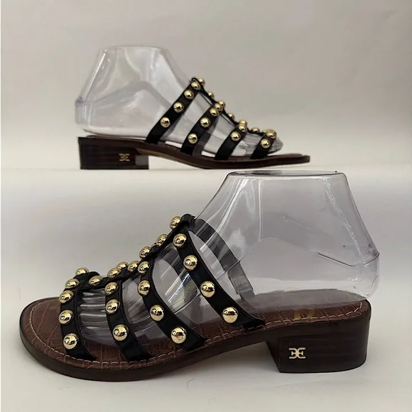 Sam Edelman Womens Juniper Studded Leather Slip On Mule Sandals Black, Size 6.5 - Picture 2 of 8